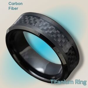 Black Carbon Fiber Men's Titanium Wedding Band Ring Size 12